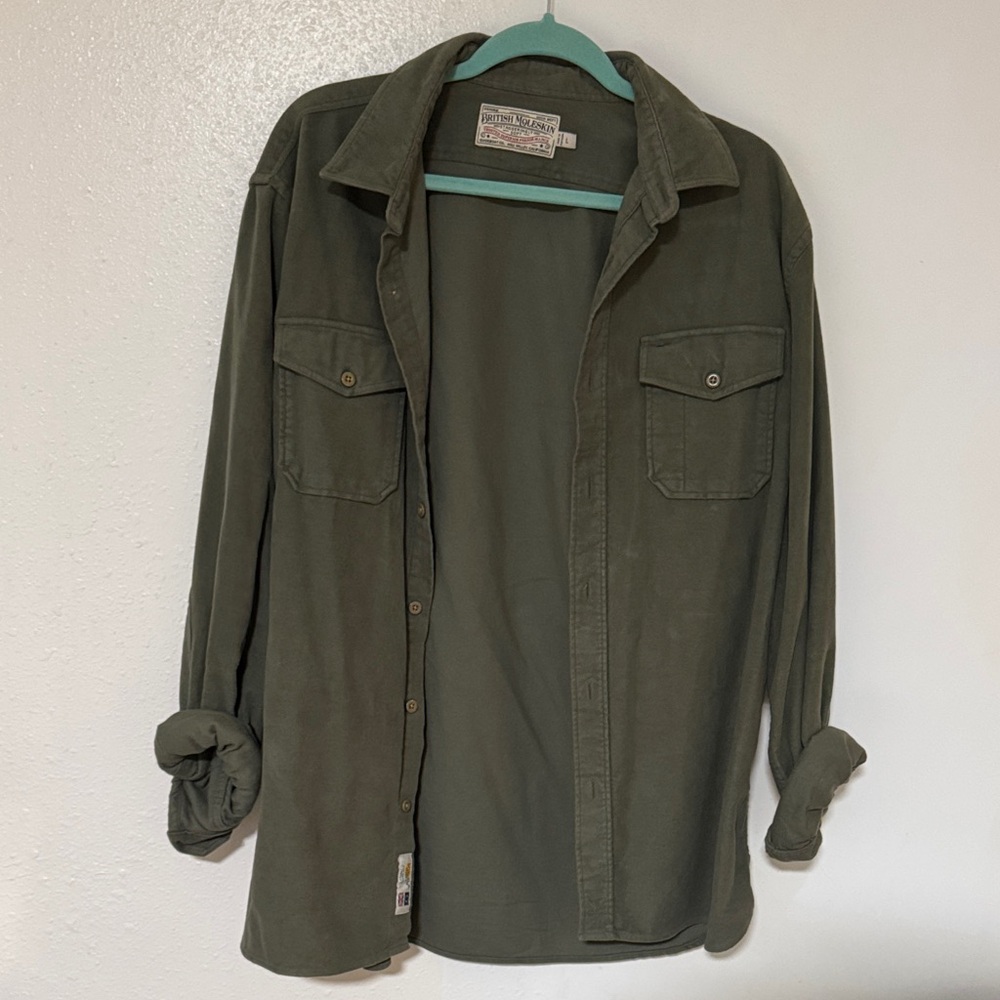 Olive Green Button-Up Shirt